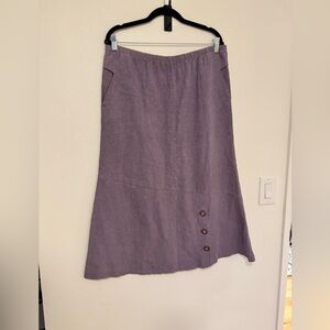 VTG Sympatico Hemp Tencel Skirt Midi Purple Medium Pockets EUC